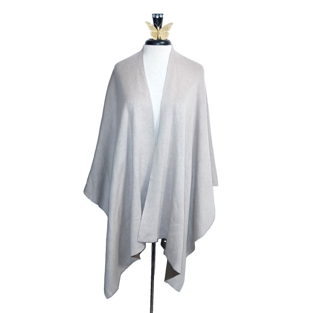 Martha Stewart Cotton Blend Reversible Women Shawl Wrap OS Brown Khaki Neutral
